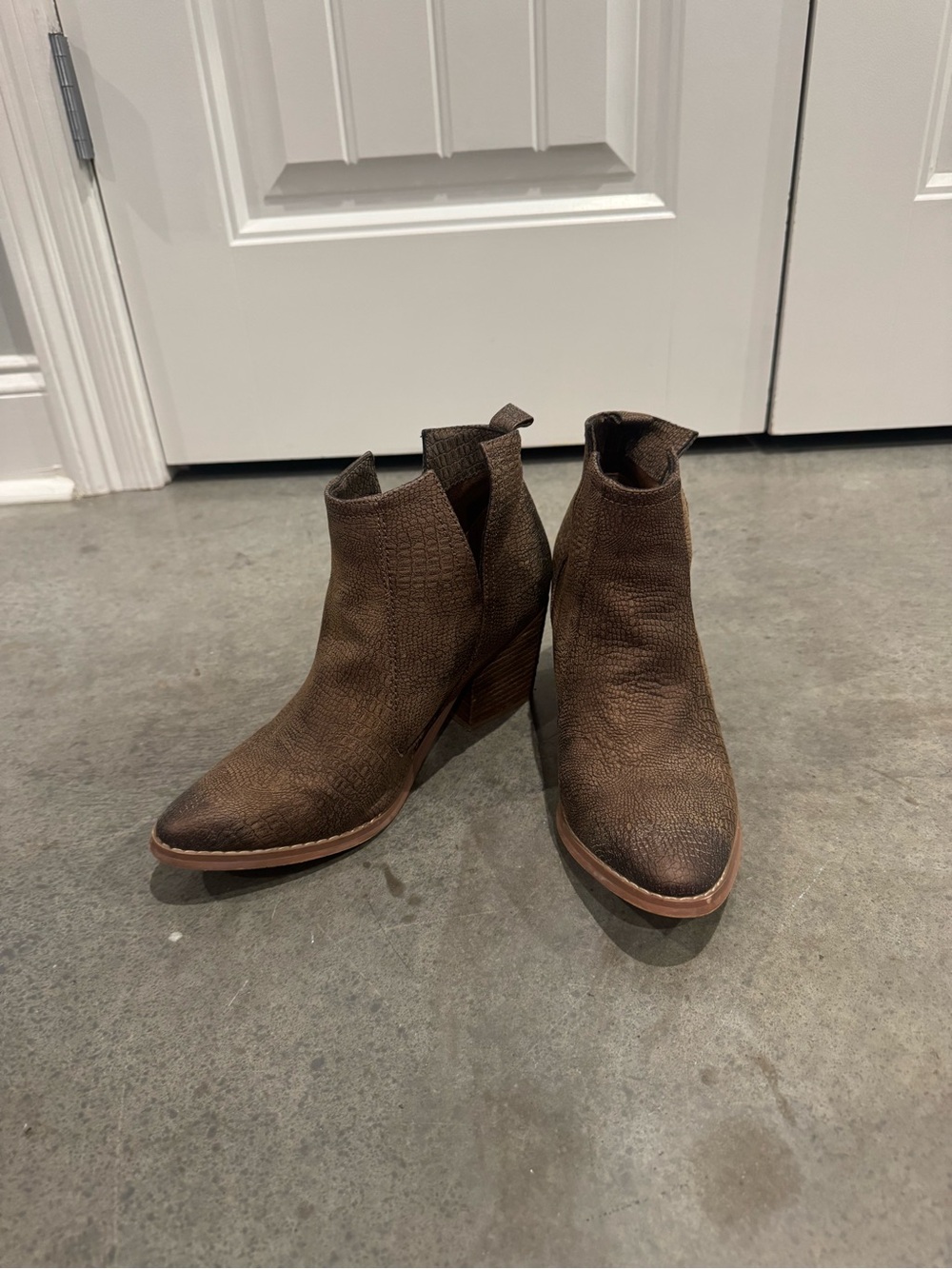 Not Rated Brown Textured Ankle Booties